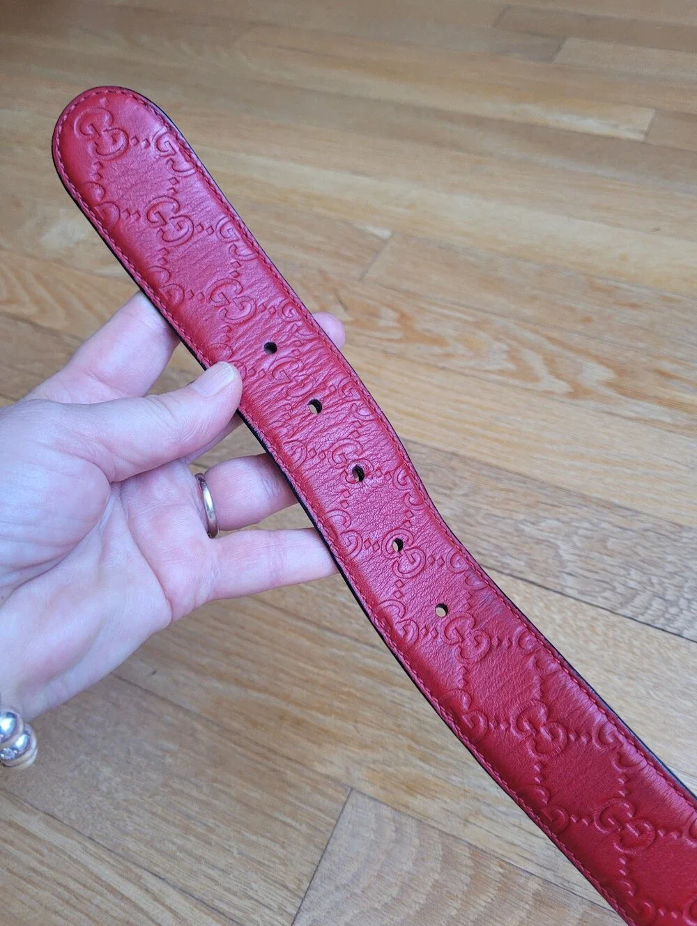 Gucci GG Embossed Leather Belt 114876
